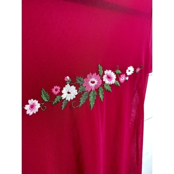Pre-loved Y2K floral embroidered short sleeve t-shirt sz SML - Picture 2 of 5